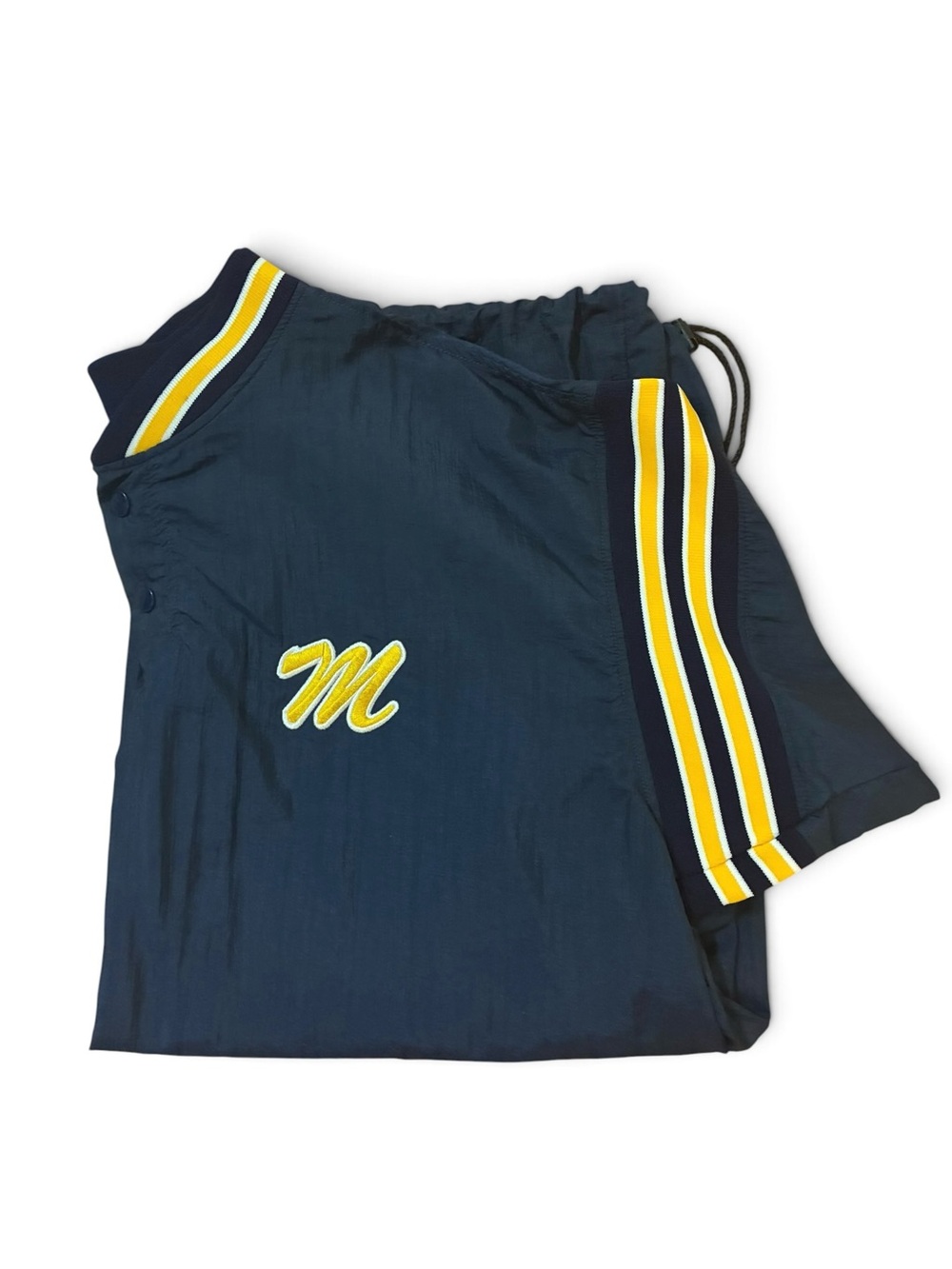 Vintage 90s Michigan Wolverines Blazer Warm Up Shooting Shirt Navy Blue Men's XL